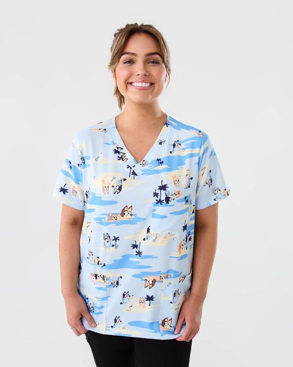 Workwear Bluey License Short Sleeve Unisex Scrub Top