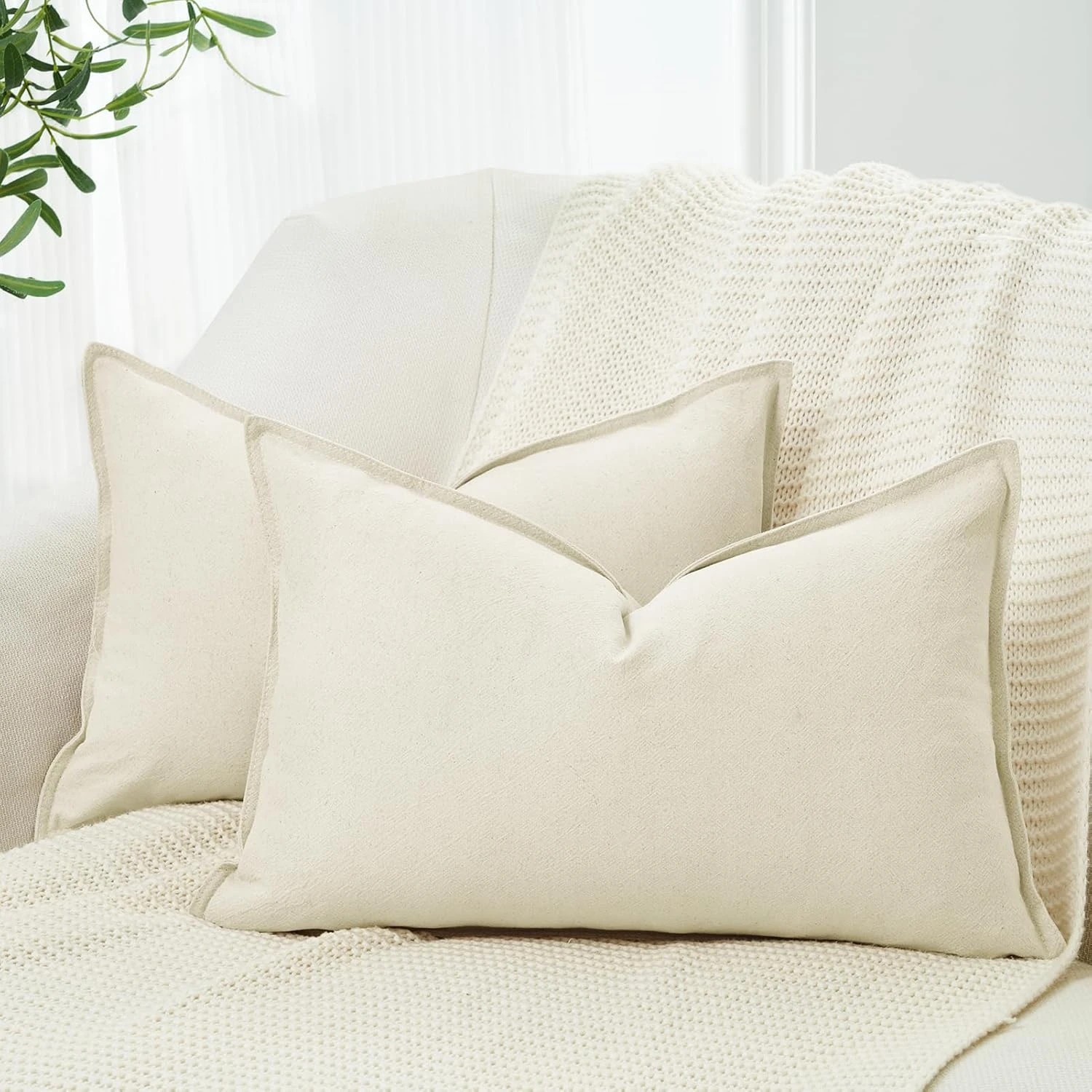 1 Gioia Casa 2-Pack Linen-Cotton Blend Cushion Covers 30x50cm - Linen, 1 of 4