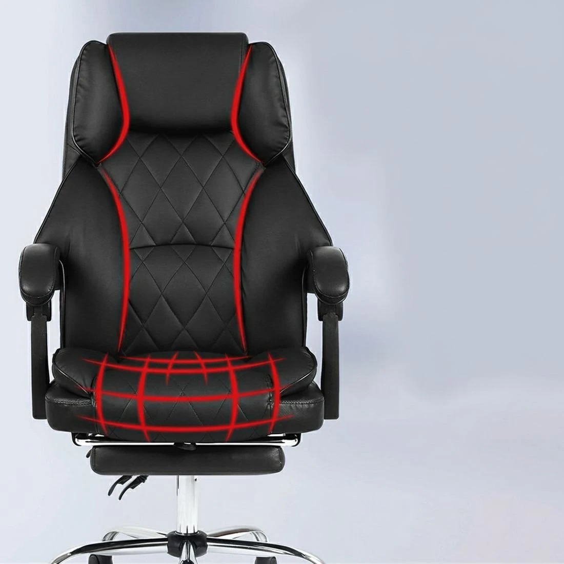 3 Artiss Executive Office Chair Leather Footrest - Black, 3 of 5