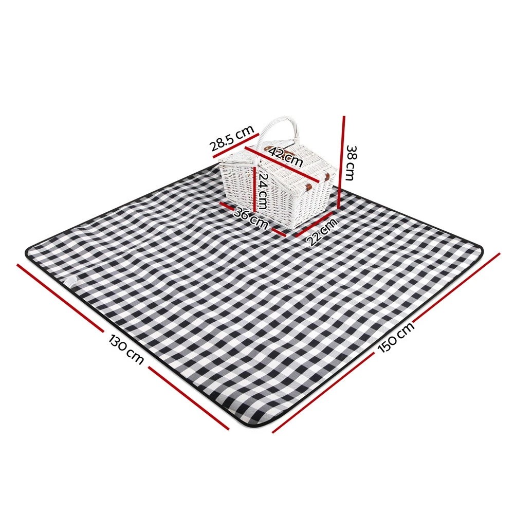 2 Alfresco 2 Person Picnic Basket Set Willow Vintage Baskets Insulated Blanket Bag - Multi, 2 of 7
