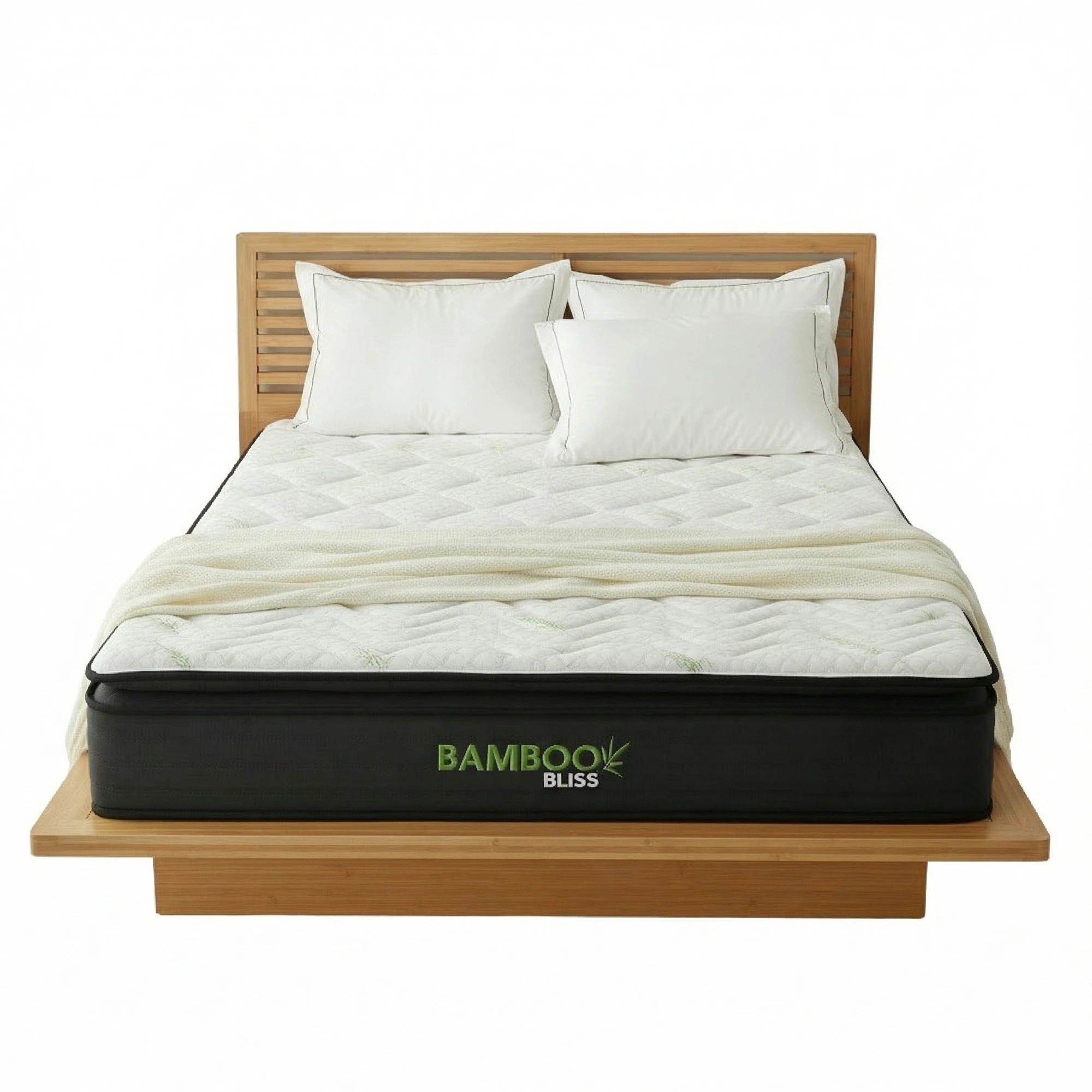2 Royal Comfort Bamboo Bliss Pocket Spring & Memory Foam Mattress - Queen Bed - White, 2 of 2