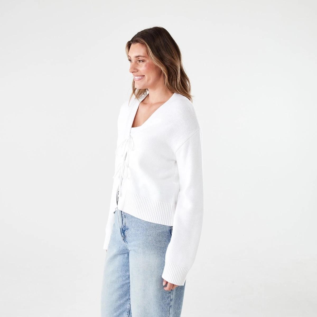 2 Tie Front Cardigan WHITE, 2 of 5