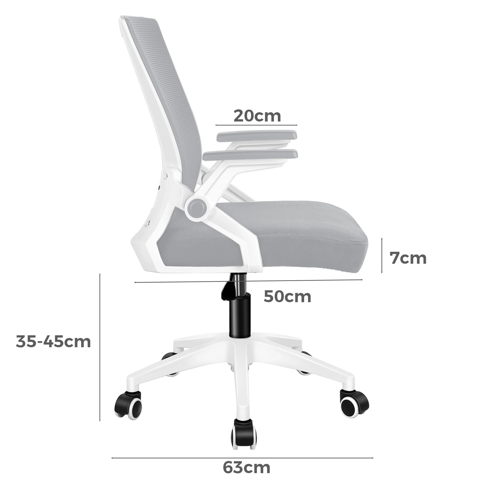 5 Alfordson Mesh Office Chair Gaming Executive Computer Fabric Seat Racing Work - White Grey, 5 of 10