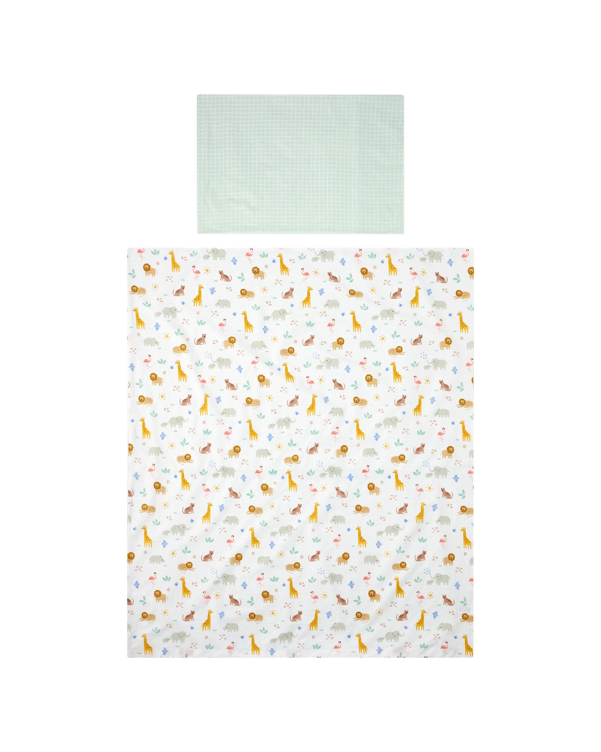 1 Reversible Cotton Cot Quilt Cover Set - Safari, 1 of 5