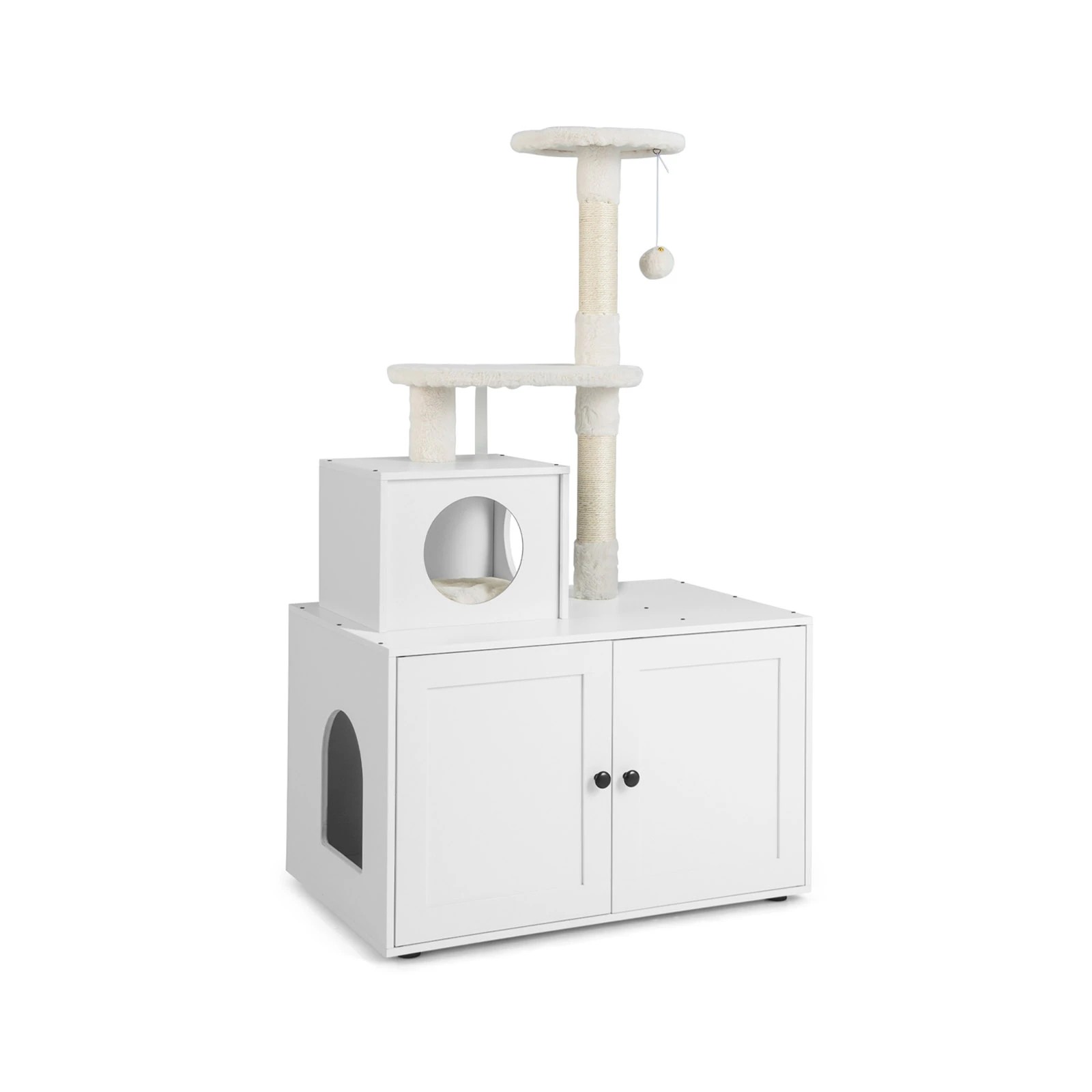1 Costway 3-in-1 Cat Tree Tower Pet Litter Box Kitty Condo, 1 of 6