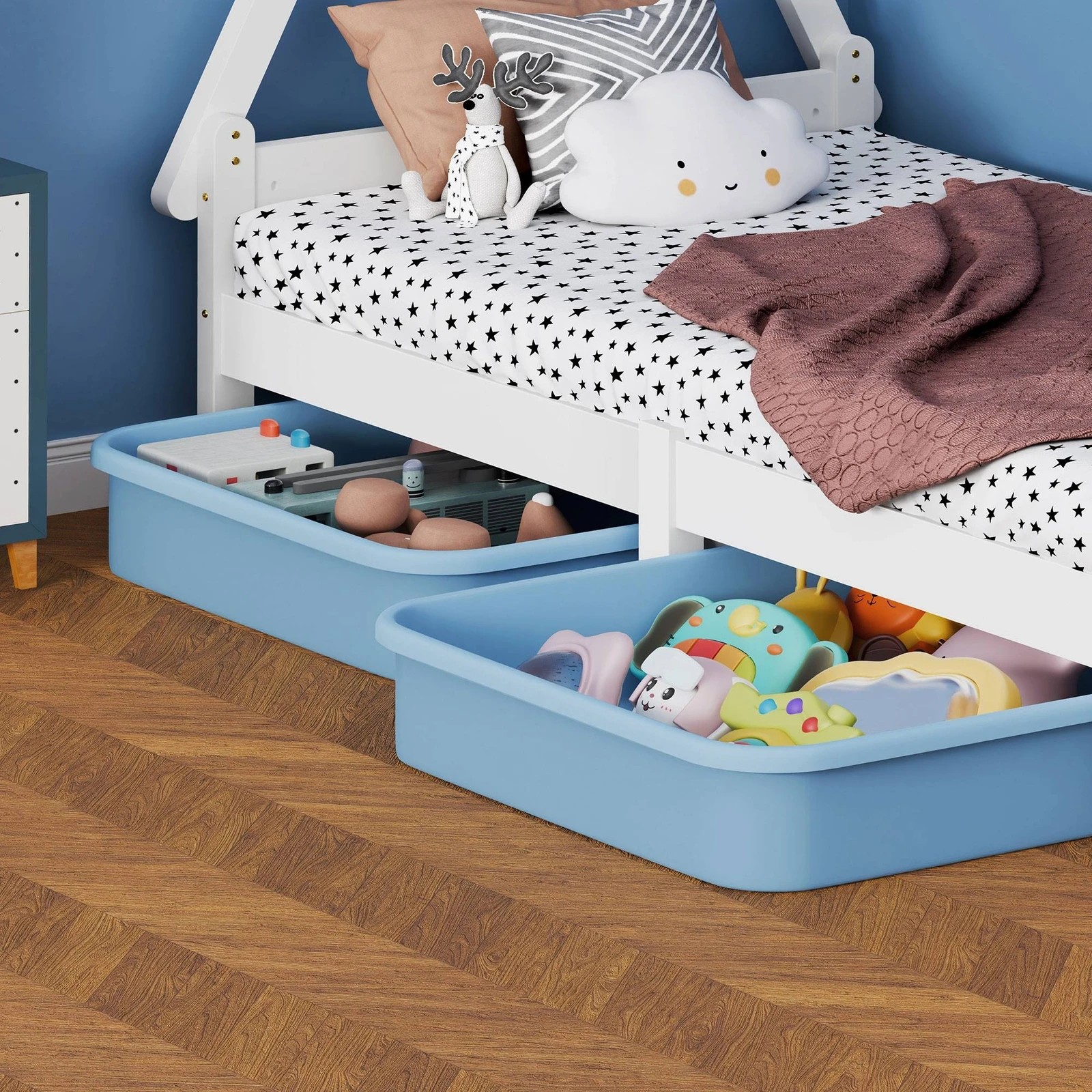 6 Alfordson Kids Bed Frame Wooden Timber Single House Frame Platform Base Estelle - White, 6 of 10