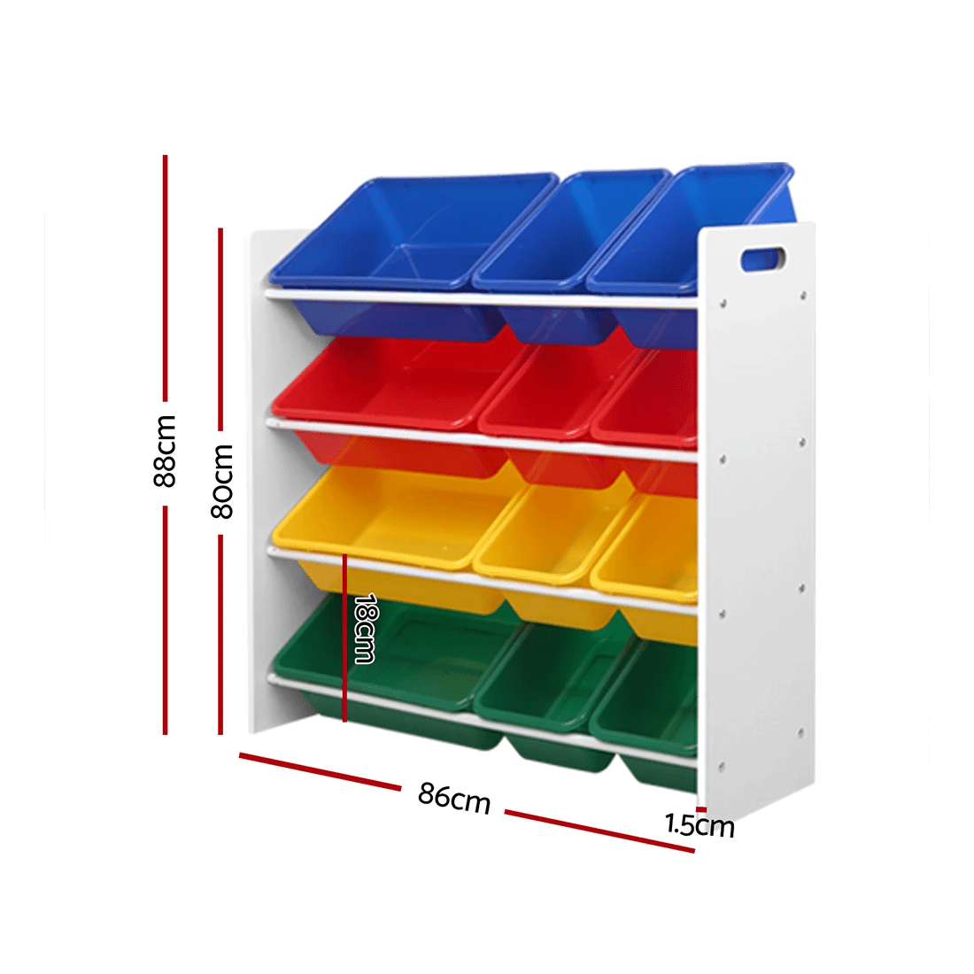 3 Keezi Kids Toy Box 12 Bins Bookshelf Organiser Children Storage Rack - White, 3 of 7