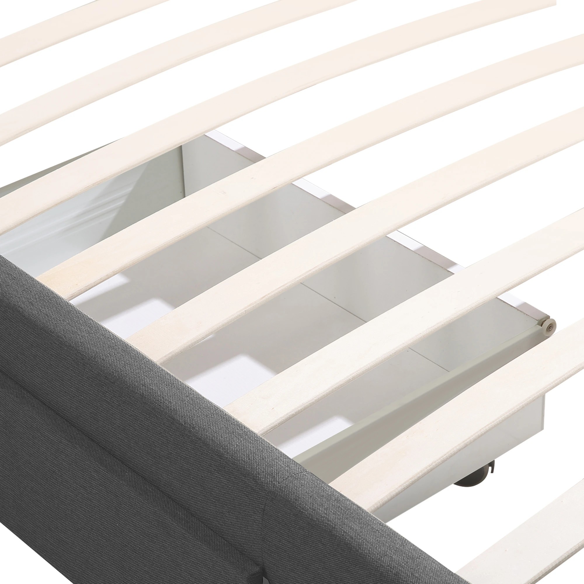 6 Levede Single  Fabric Bed Frame Base With Storage Drawers - Grey, 6 of 9