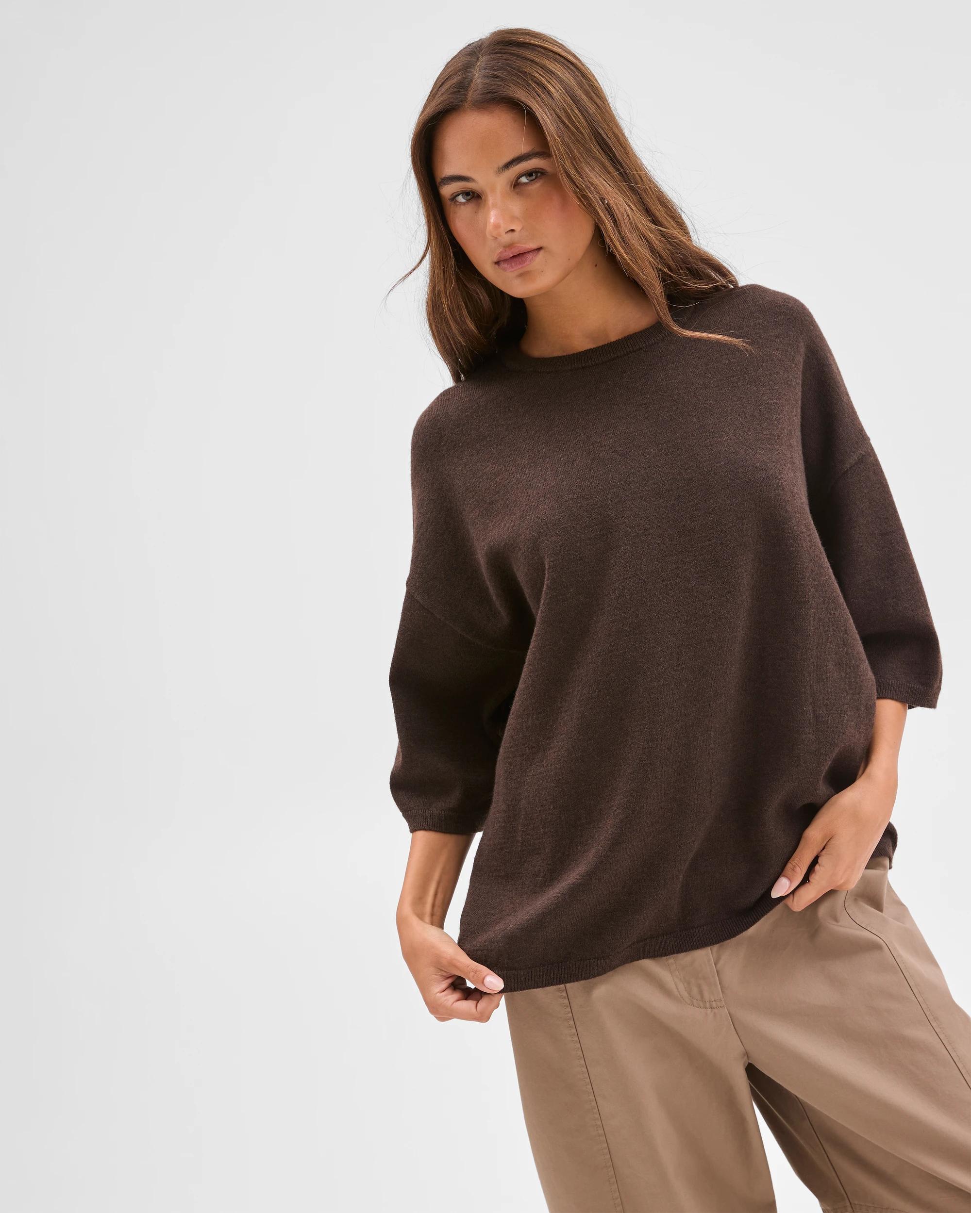 3 Lily Loves Knit T-Shirt COFFEE BEAN, 3 of 6