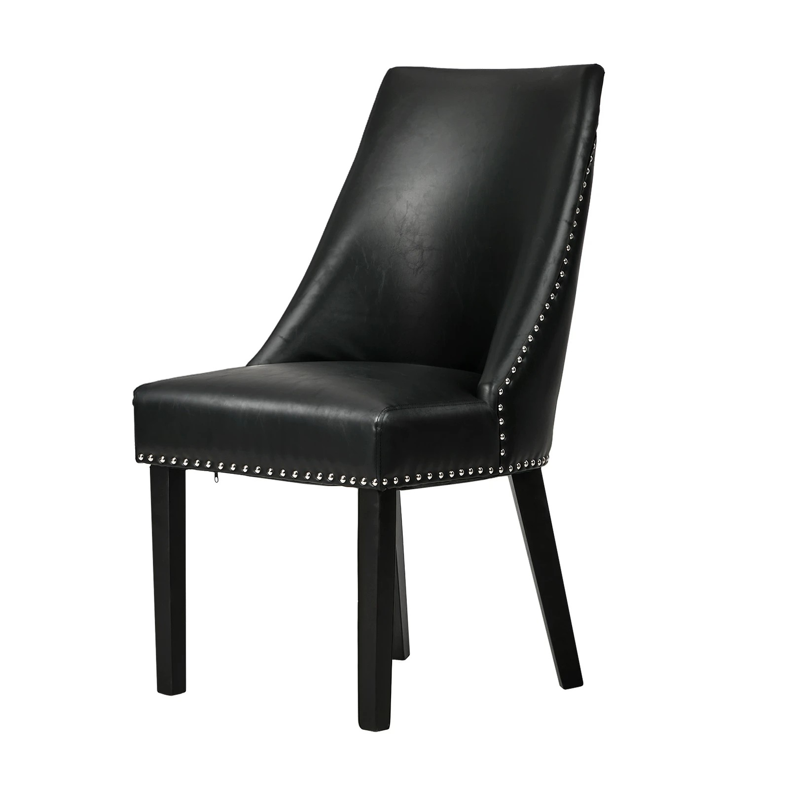 7 Oikiture 2PCs PU Leather Dining Chair Kitchen Padded Seat Winglet Design - Black, 7 of 9