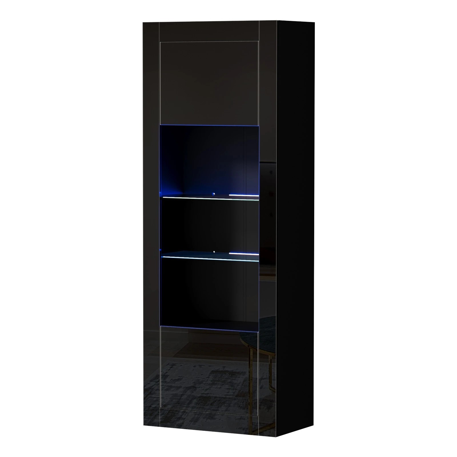 1 Oikiture LED Display Cabinet Buffet Sideboard Storage Cupboard 170cm - Black, 1 of 8