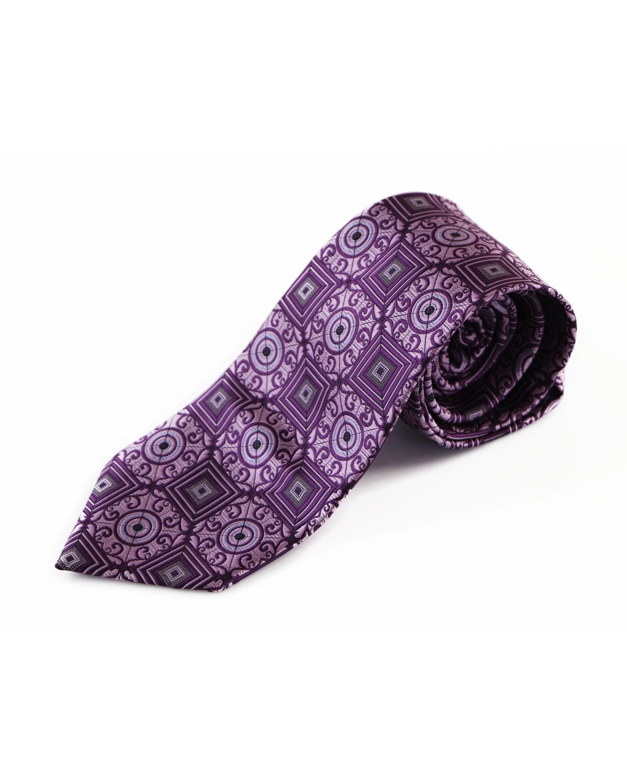 2 Zasel Mens Purple Circles & Squares Patterned 8cm Neck Tie - Multi, 2 of 3