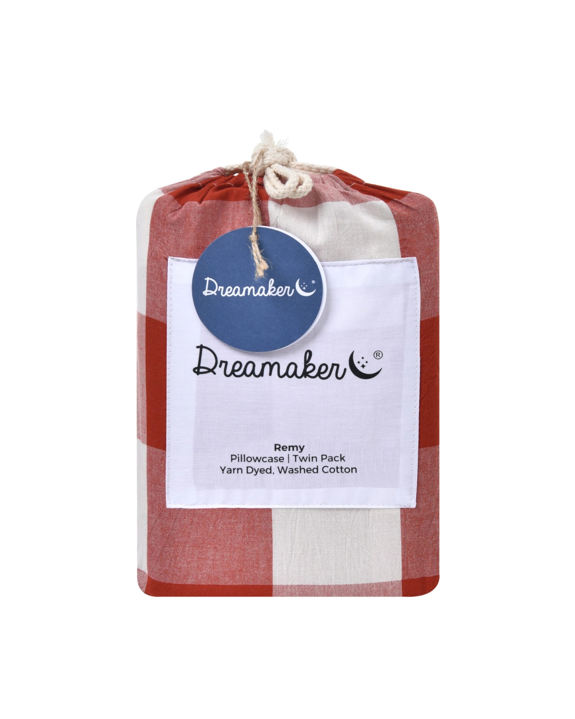 4 Dreamaker Twin Pack Remy Yarn Dyed Washed Cotton Checkered Standard Pillowcase - Rust, 4 of 5