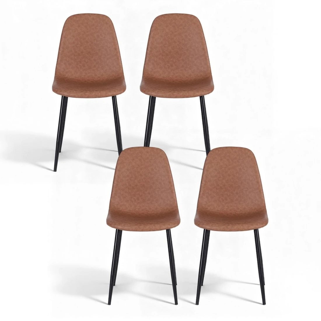 3 Artiss 4x Dining Chairs Retro PU Leather Kitchen Lounge Cafe Accent Chair - Brown, 3 of 6