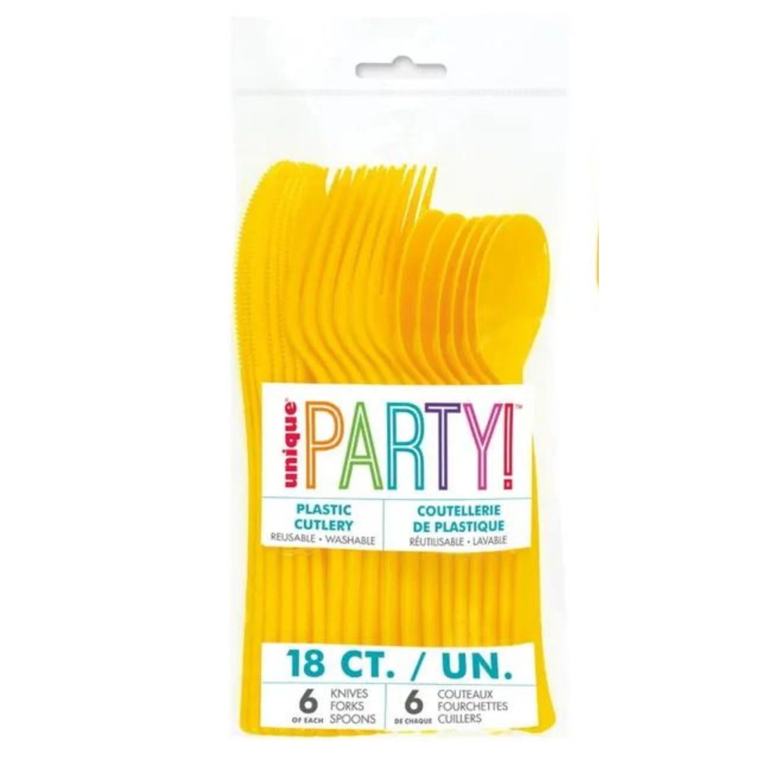 2 Unique Yellow Reusable Plastic Cutlery (Pack of 18), 2 of 2