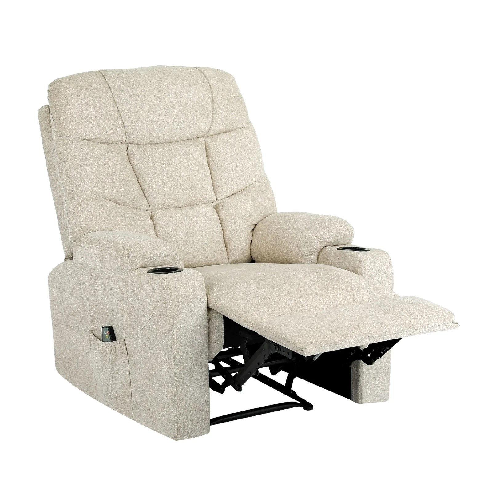 1 Oikiture Recliner Chair Electric Massage Chair Heated Polyester
 - Beige, 1 of 5