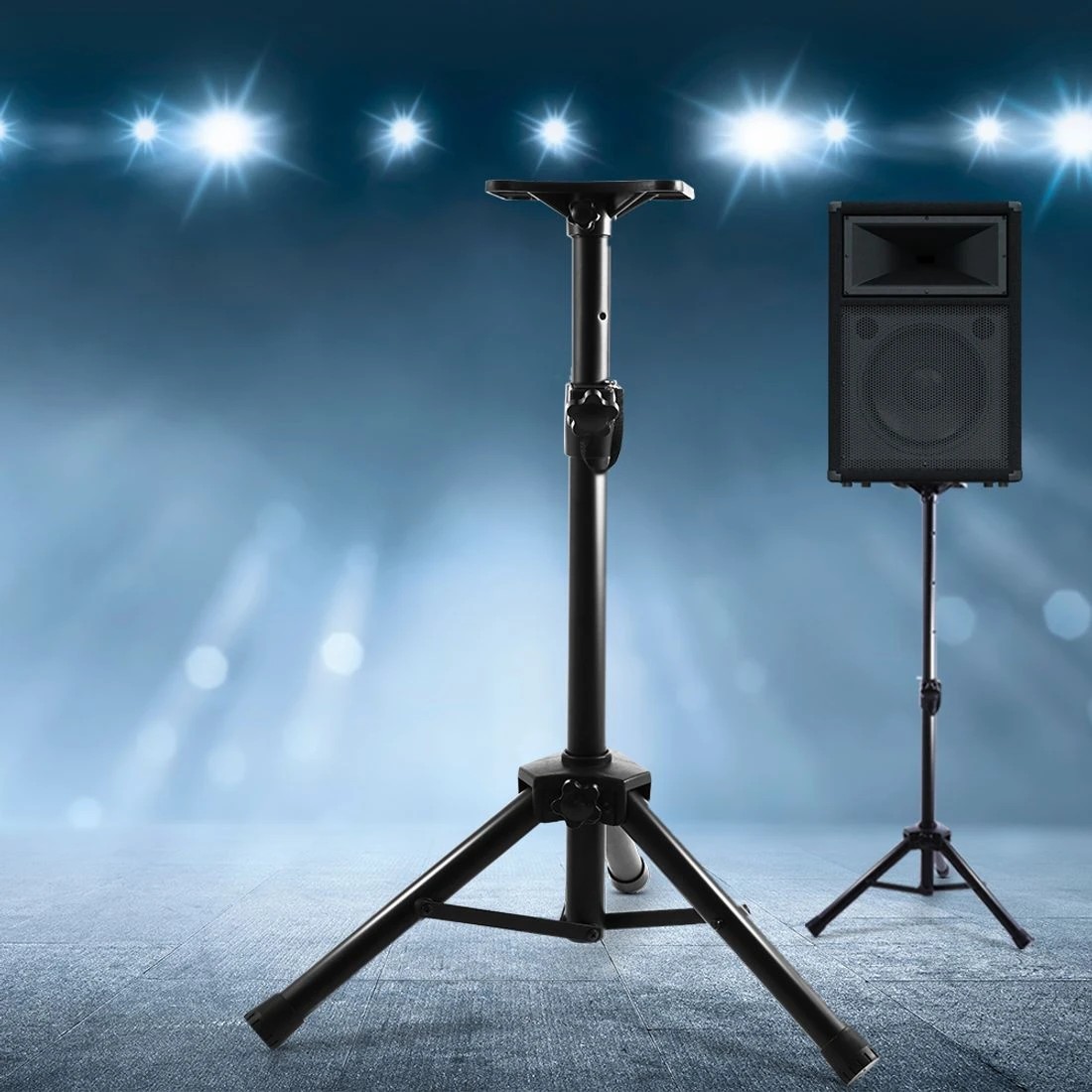 6 Alpha Speaker Stand 65-120cm Adjustable Height Surround Sound Studio Home 2pcs - Black, 6 of 6