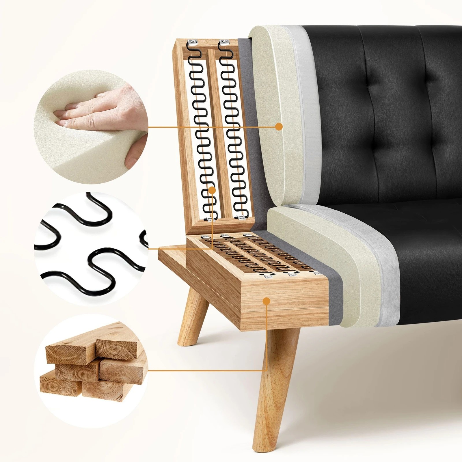 5 Alfordson Sofa Bed Lounge Chair Couch Single Seater Recliner Leather - Black, 5 of 10