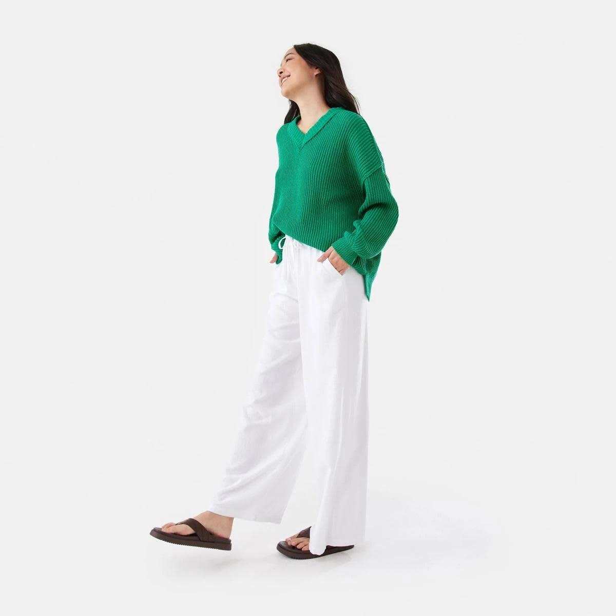 3 Linen Blend Wide Leg Pants WHITE, 3 of 6