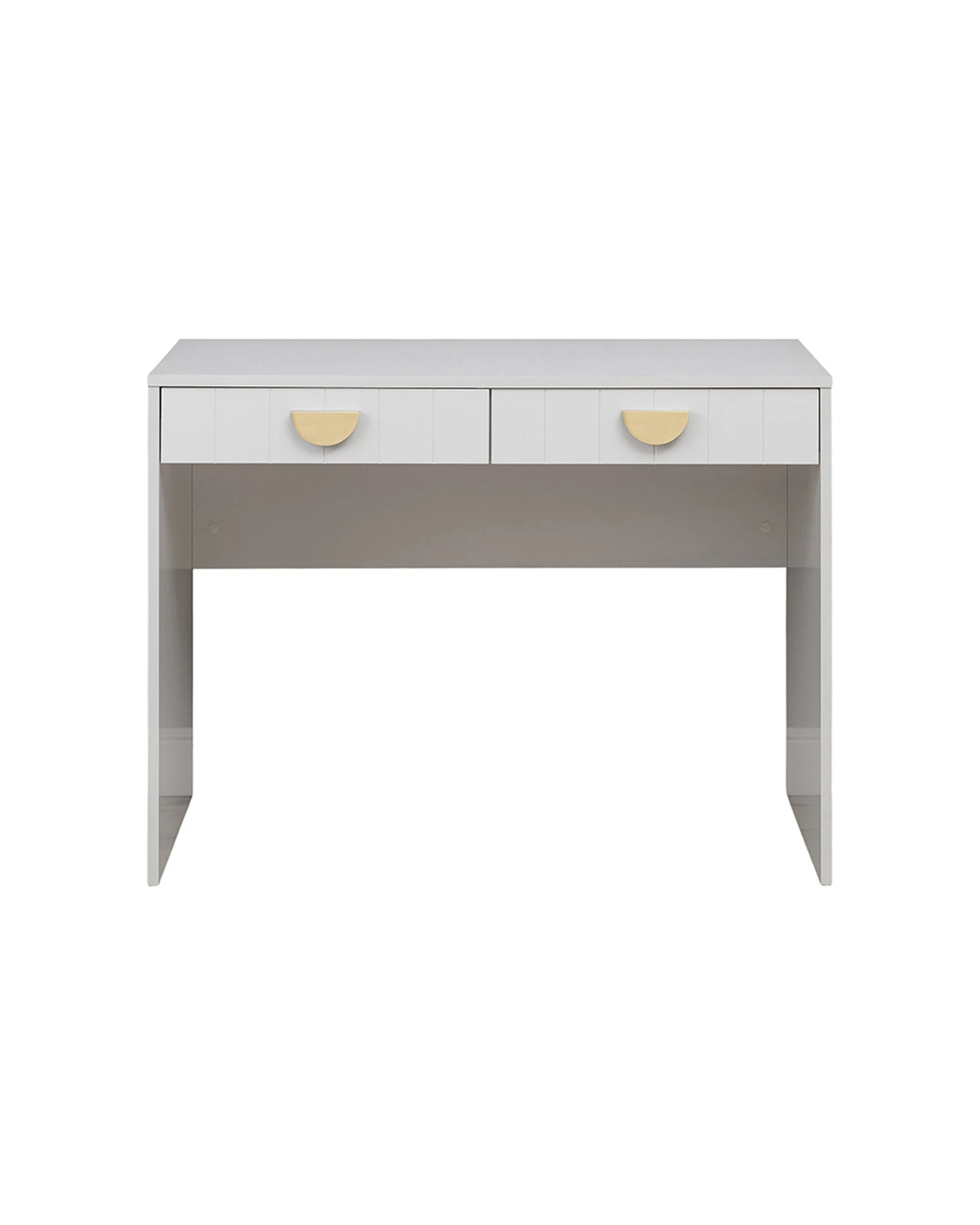 3 European Cabinetry Odessa VJ Panel Furniture Desk Brass Half Moon Handle - White, 3 of 3