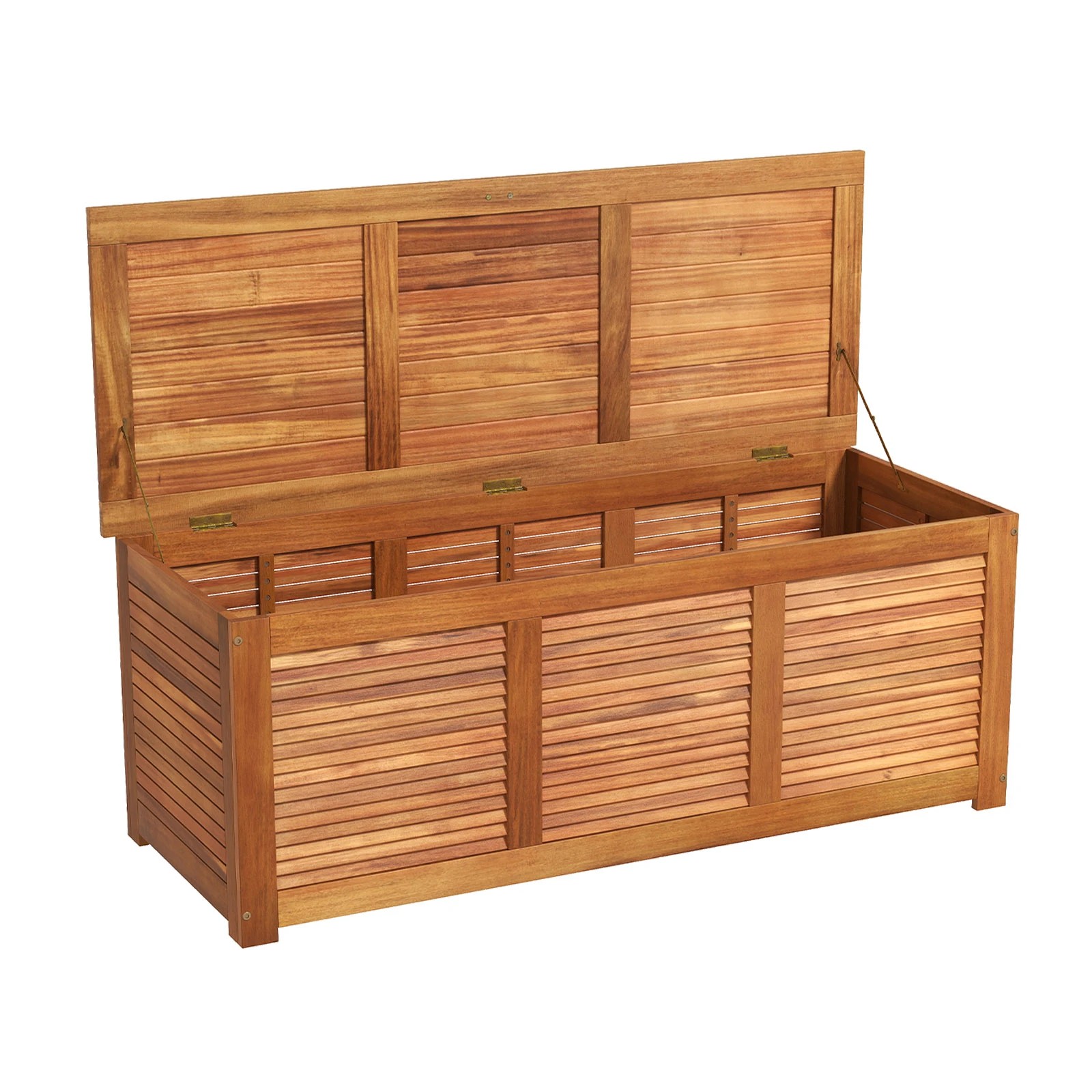 1 Costway Acacia Wood Deck Box Patio Storage Container Garden Bench - Natural, 1 of 1