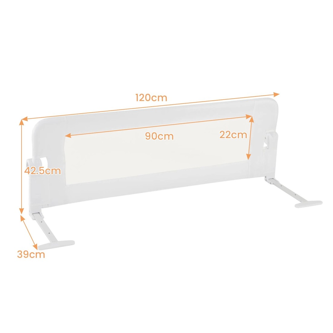 2 Costway 120cm Baby Bed Rail Guard White, 2 of 2