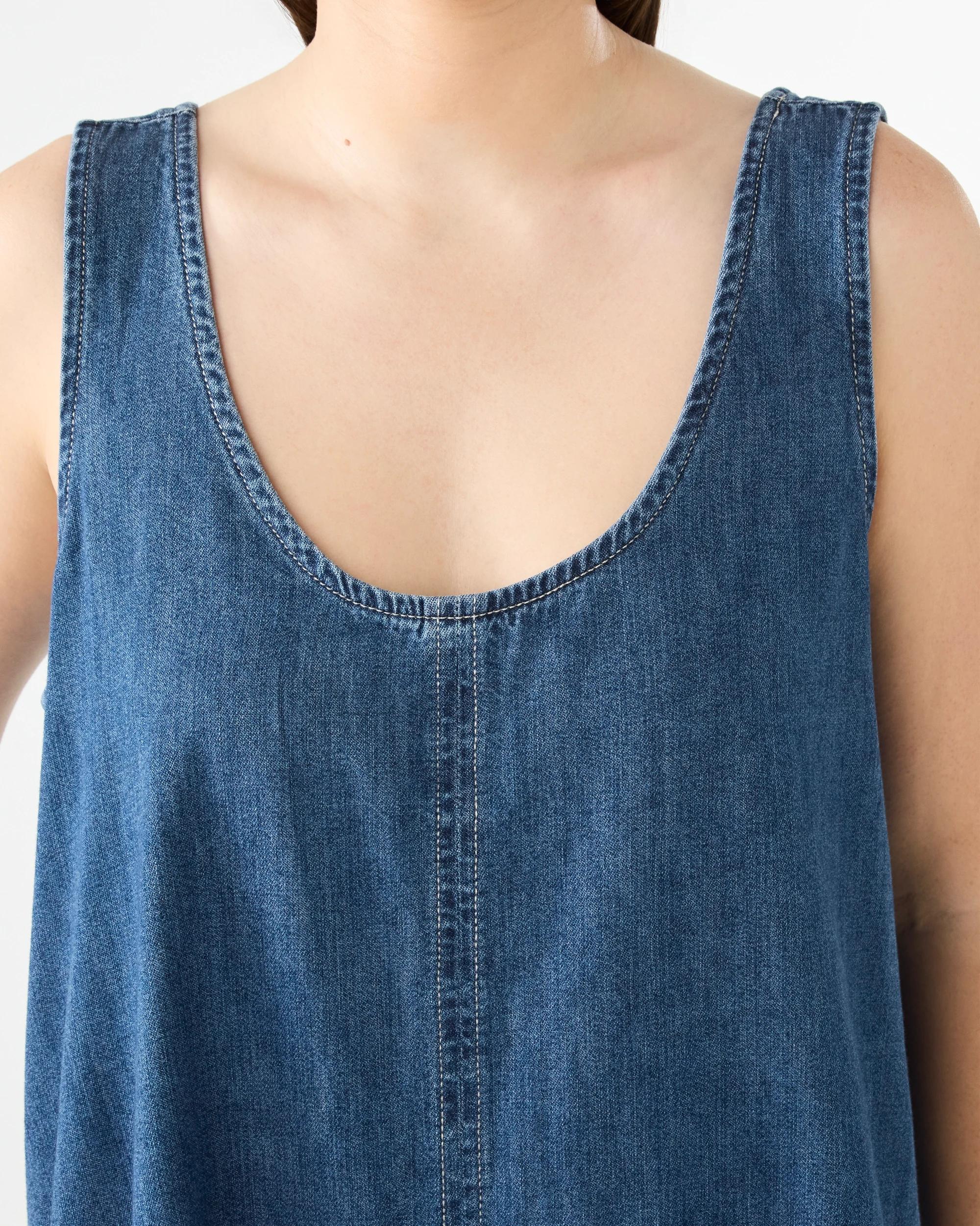 5 Sleeveless Chambray Swing Mini Dress Indigo Wsh, 5 of 8