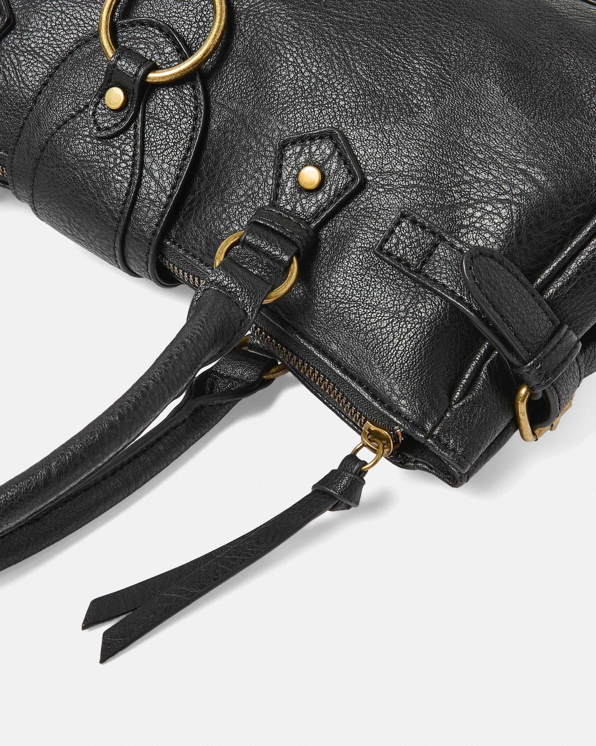 4 Buckle Shoulder Bag Black, 4 of 7