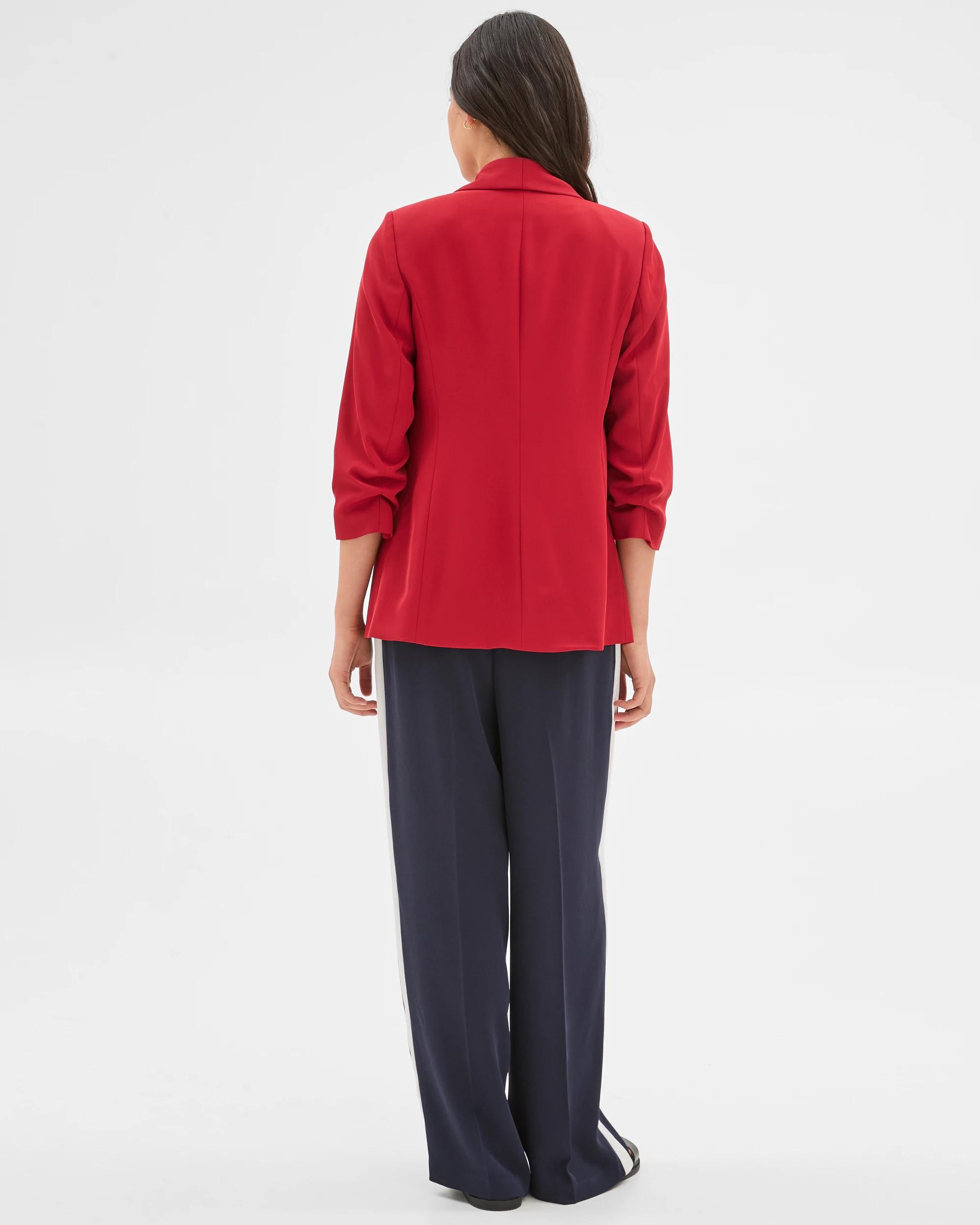 4 Ruched Sleeve Blazer - Preview CRIMSON, 4 of 6