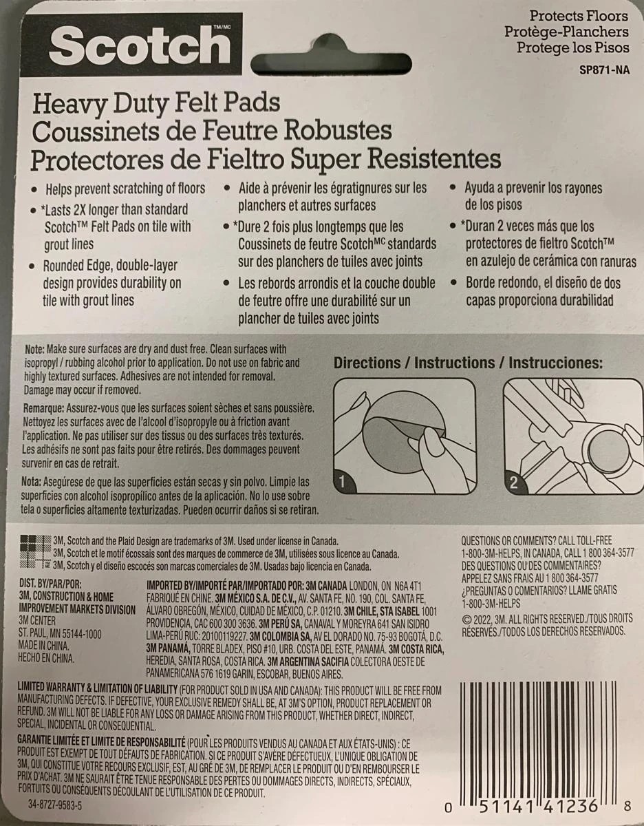 5 4 Pack 3M Scotch Heavy Duty Felt Pads, 5 of 5