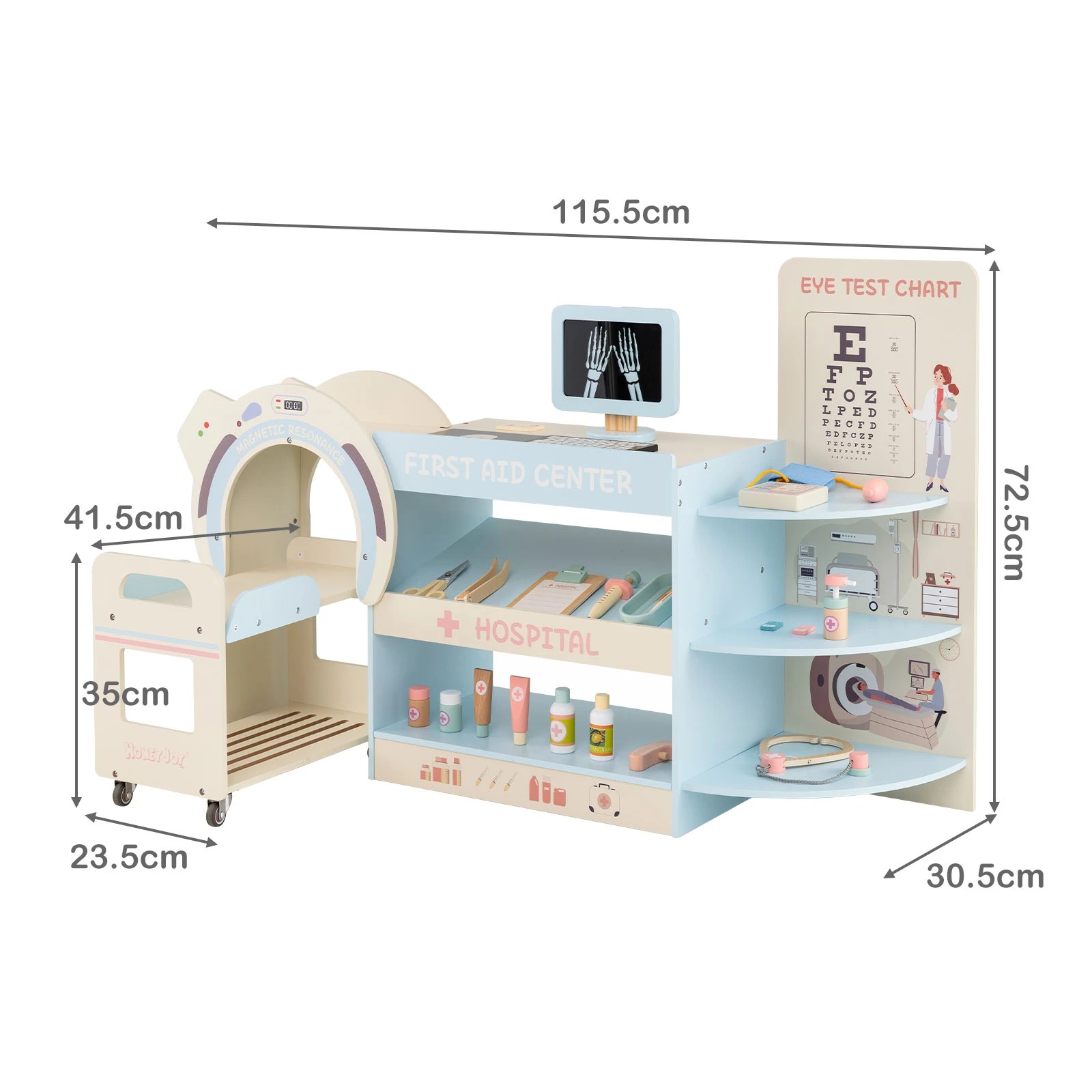 3 Costway Wooden Doctor Play Set Pretend Hospital Office Medical Center Kit - Blue, 3 of 3