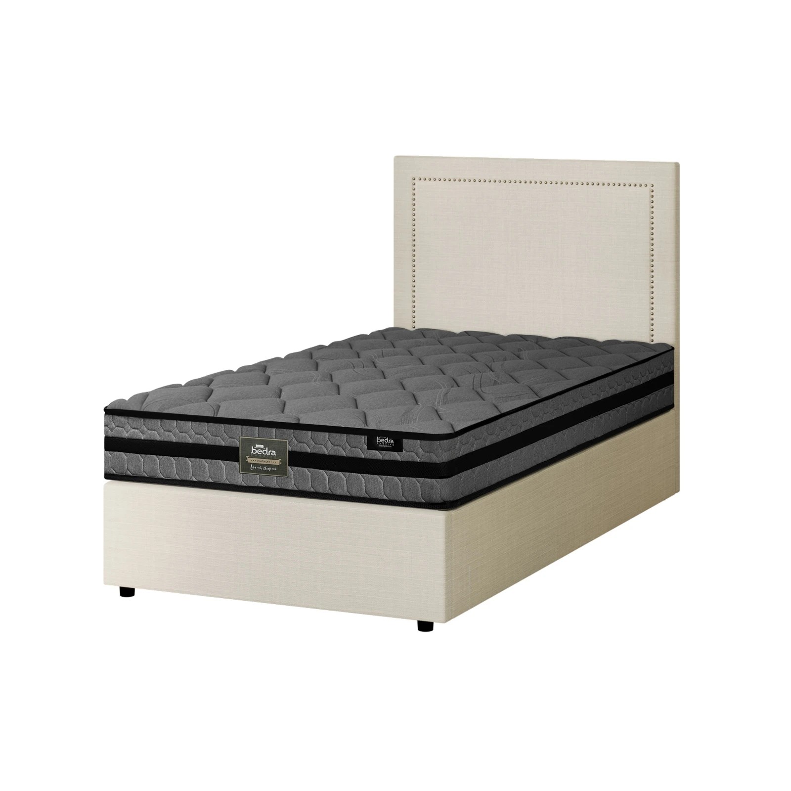 8 Oikiture Bed Frame King Single Size Gas Lift Storage Beds With Mattress Set ADI - Beige, 8 of 8