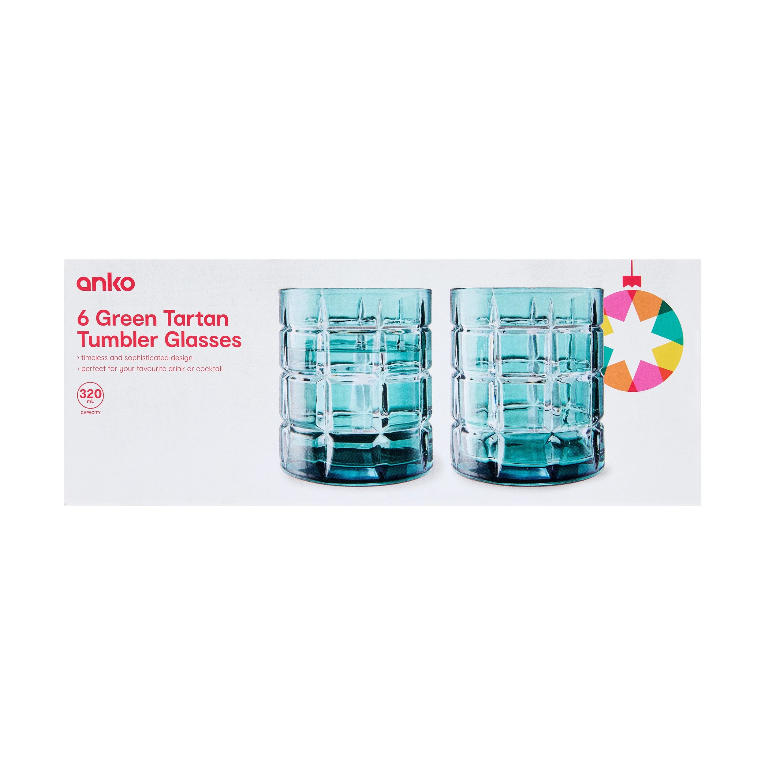 6 6 Green Tartan Tumbler Glasses, 6 of 6
