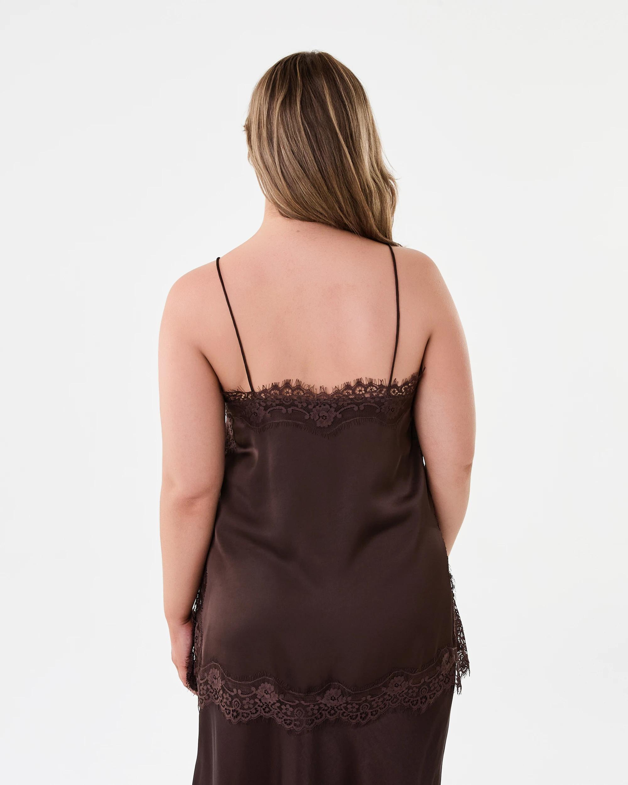 3 Sleeveless Boxy Satin Lace Cami Cbean, 3 of 7
