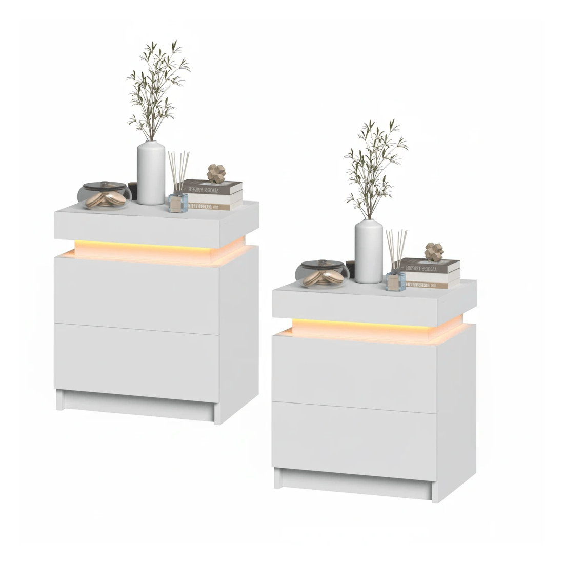 1 Advwin Led Bedside Table Set Of 2 Lift Up Nightstand 2 Drawers, 1 of 10