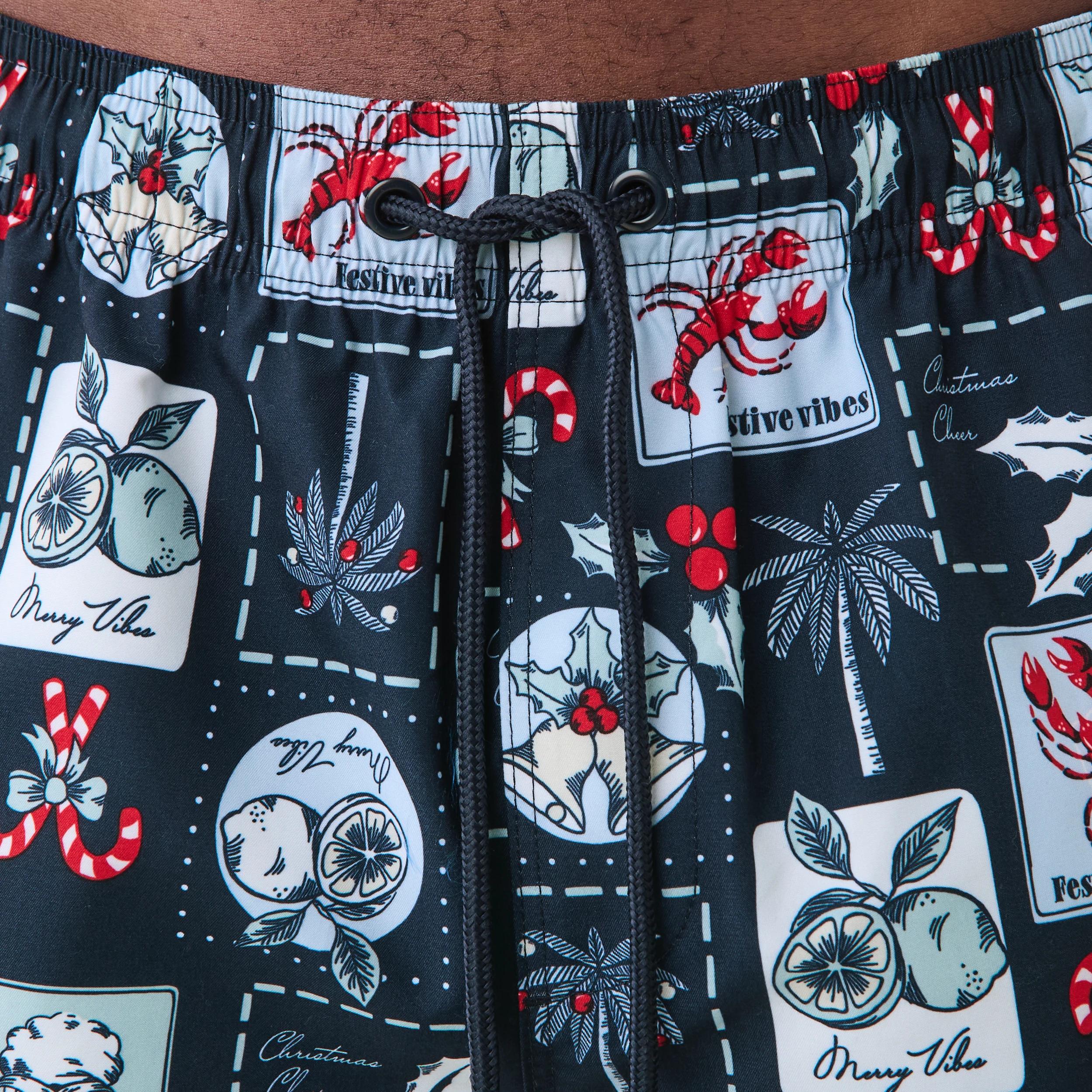 4 Regular Christmas Print Boardshorts Blu Xmasvc, 4 of 7
