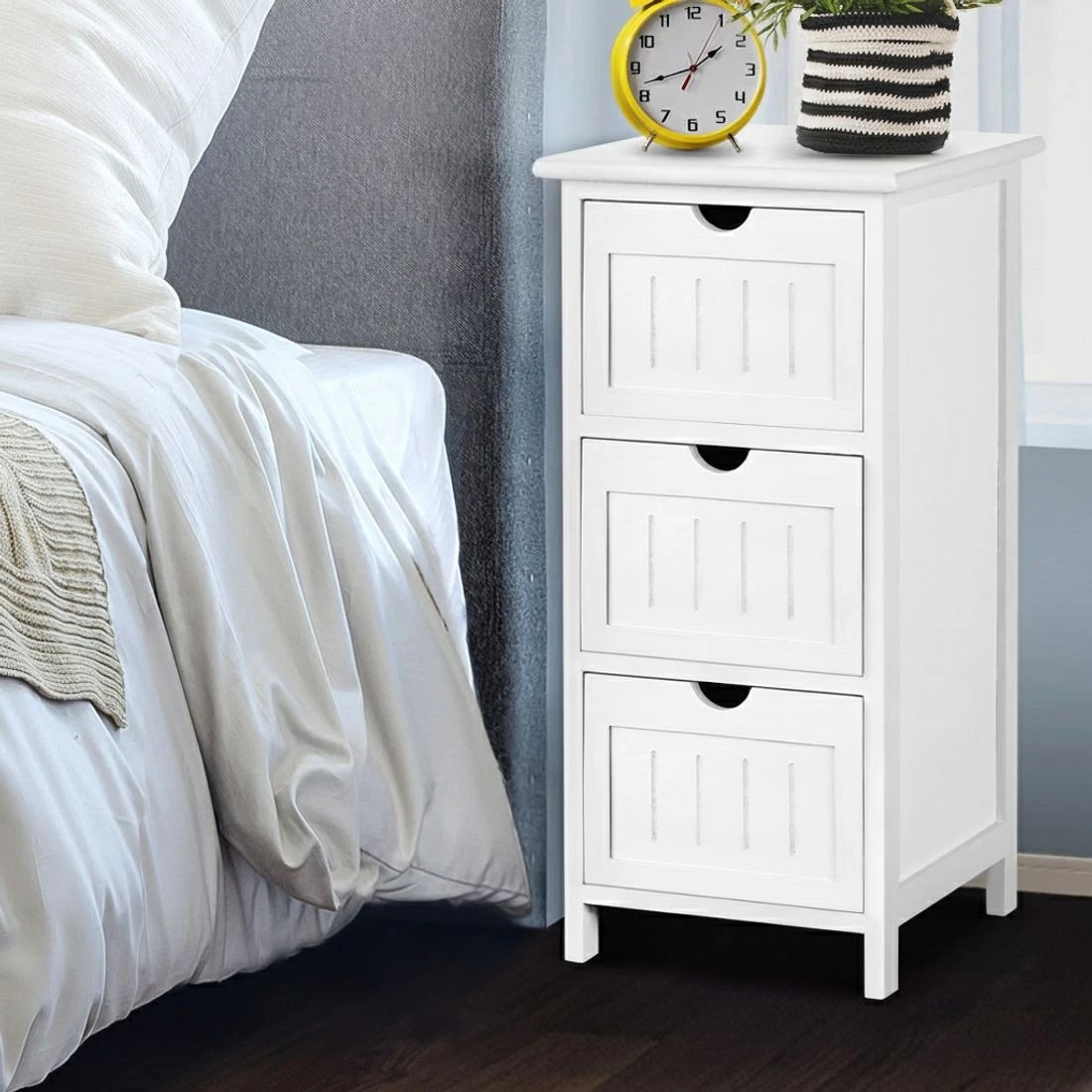 6 Artiss Bedside Table Bathroom Storage Cabinet 3 Drawers - White, 6 of 6
