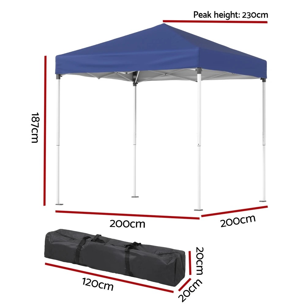2 Instahut Gazebo 2x2m Outdoor Patio Garden Marquee Shade - Blue, 2 of 6