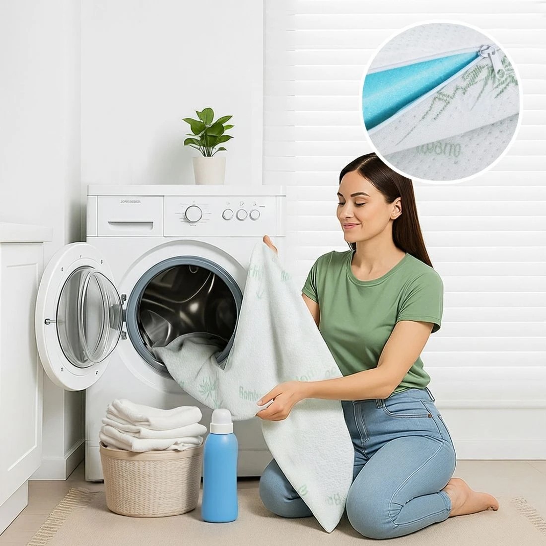 8 Giselle 12cm Memory Foam Mattress Topper Ventilated Cool Gel Bamboo Cover King - Blue, 8 of 10