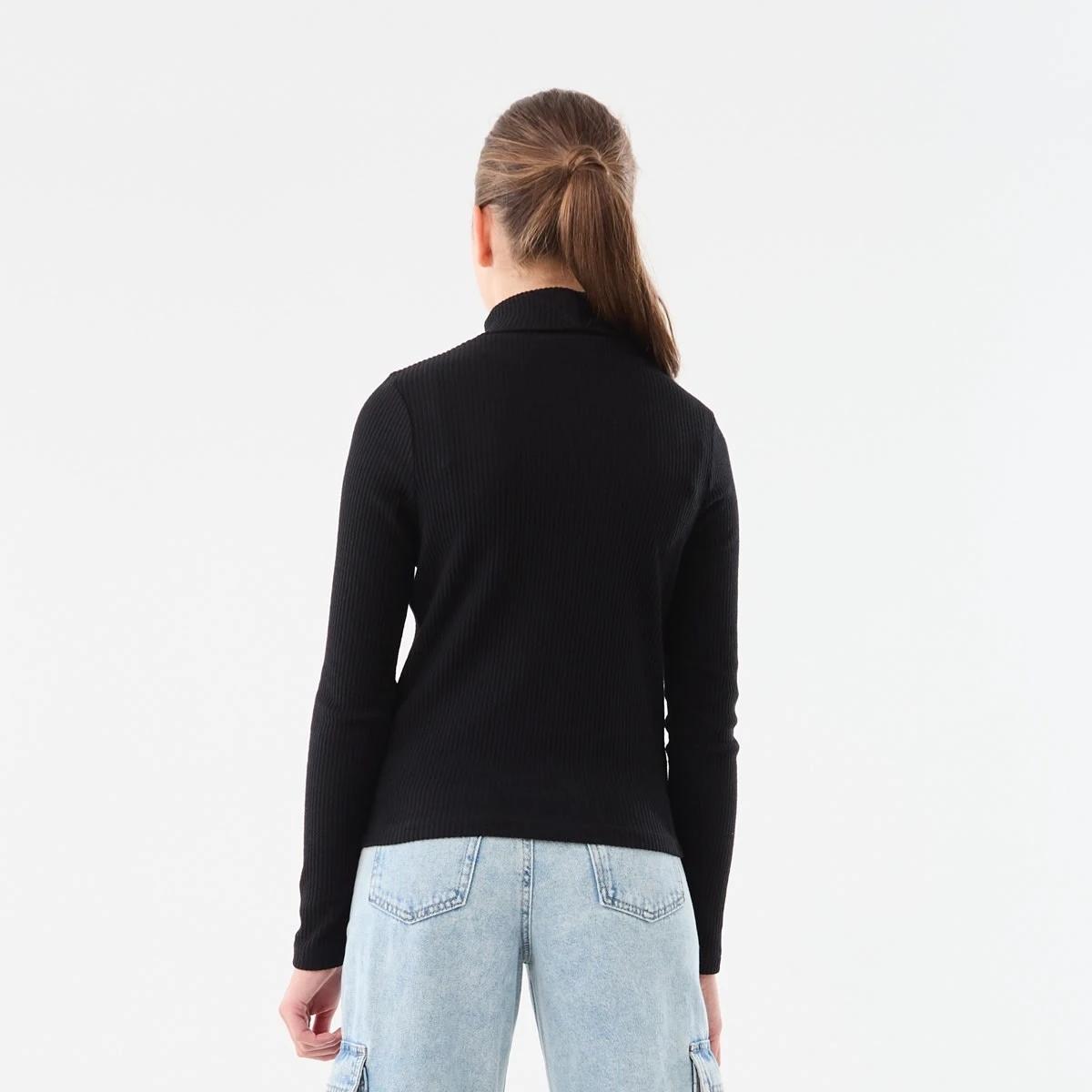 2 Long Sleeve Rib Skivvy Top Black, 2 of 8