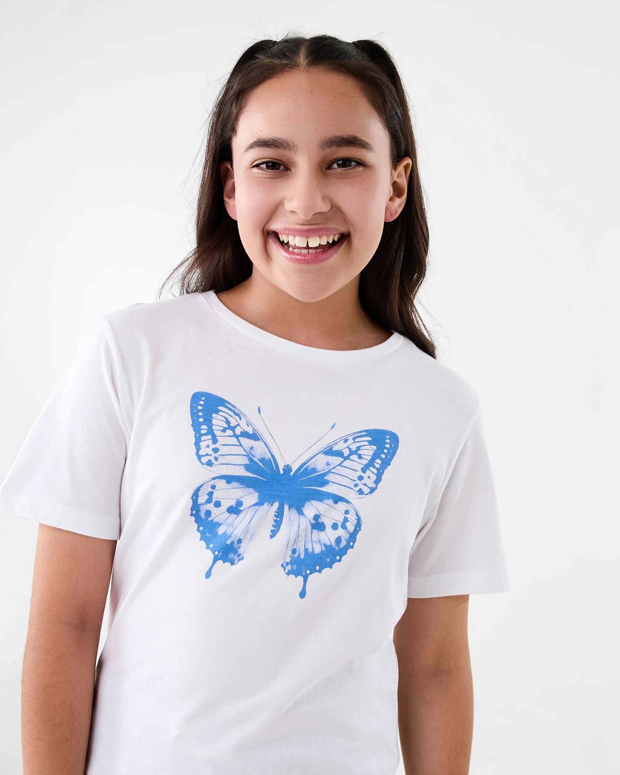3 Short Sleeve Printed T-shirt Wht Butfly, 3 of 7
