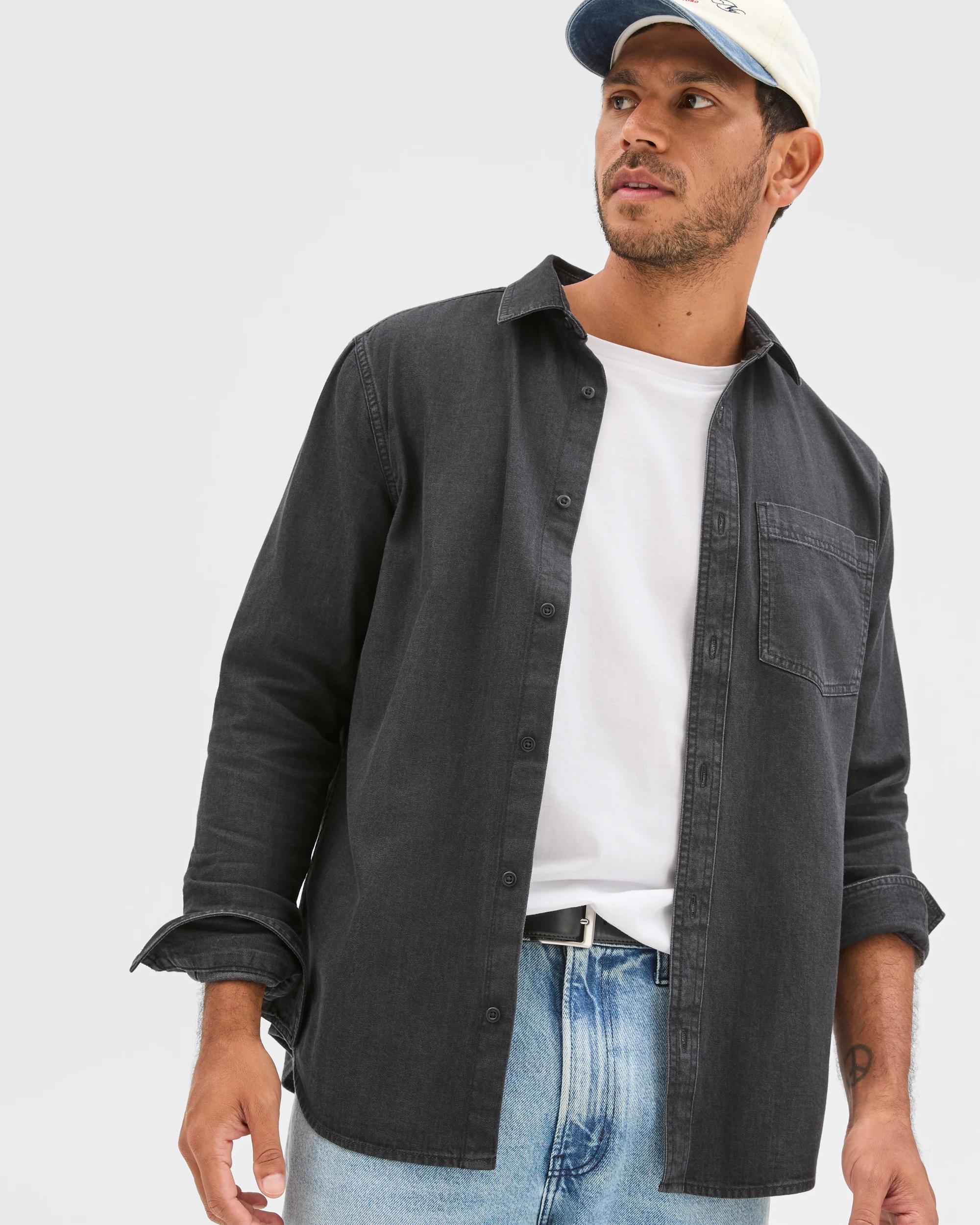 3 Target Denim Australian Cotton Denim Shirt WASHED BLACK, 3 of 6