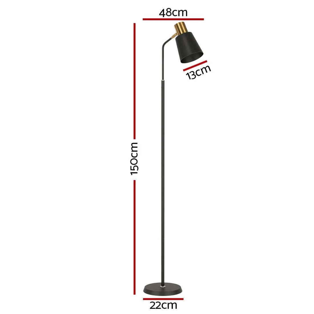2 Artiss Floor Lamp LED Light Stand Modern Home Living Room Office Reading - Black, 2 of 7