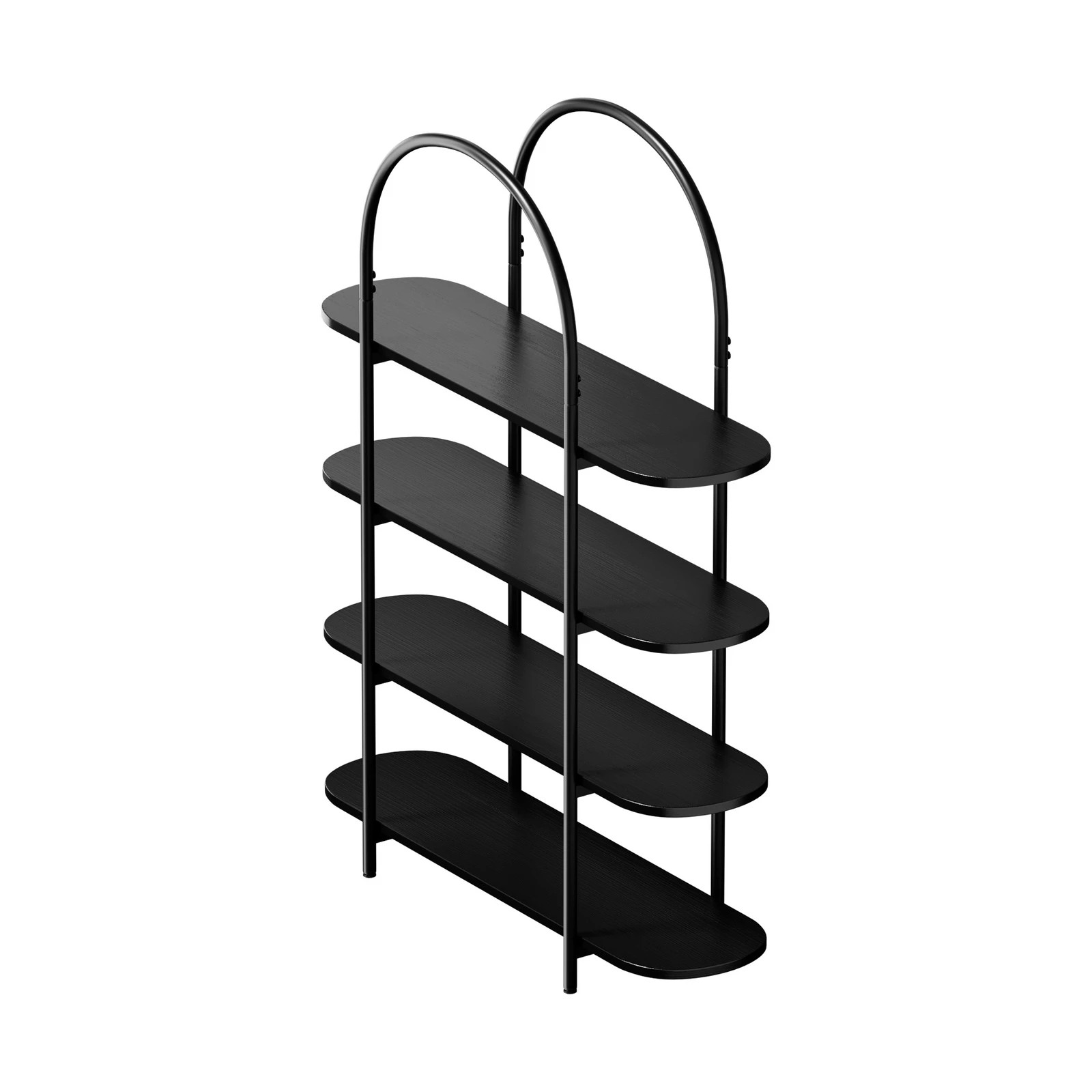 6 Oikiture Bookshelf 4 Tier Arched Display Shelf Home Industrial - Black, 6 of 9