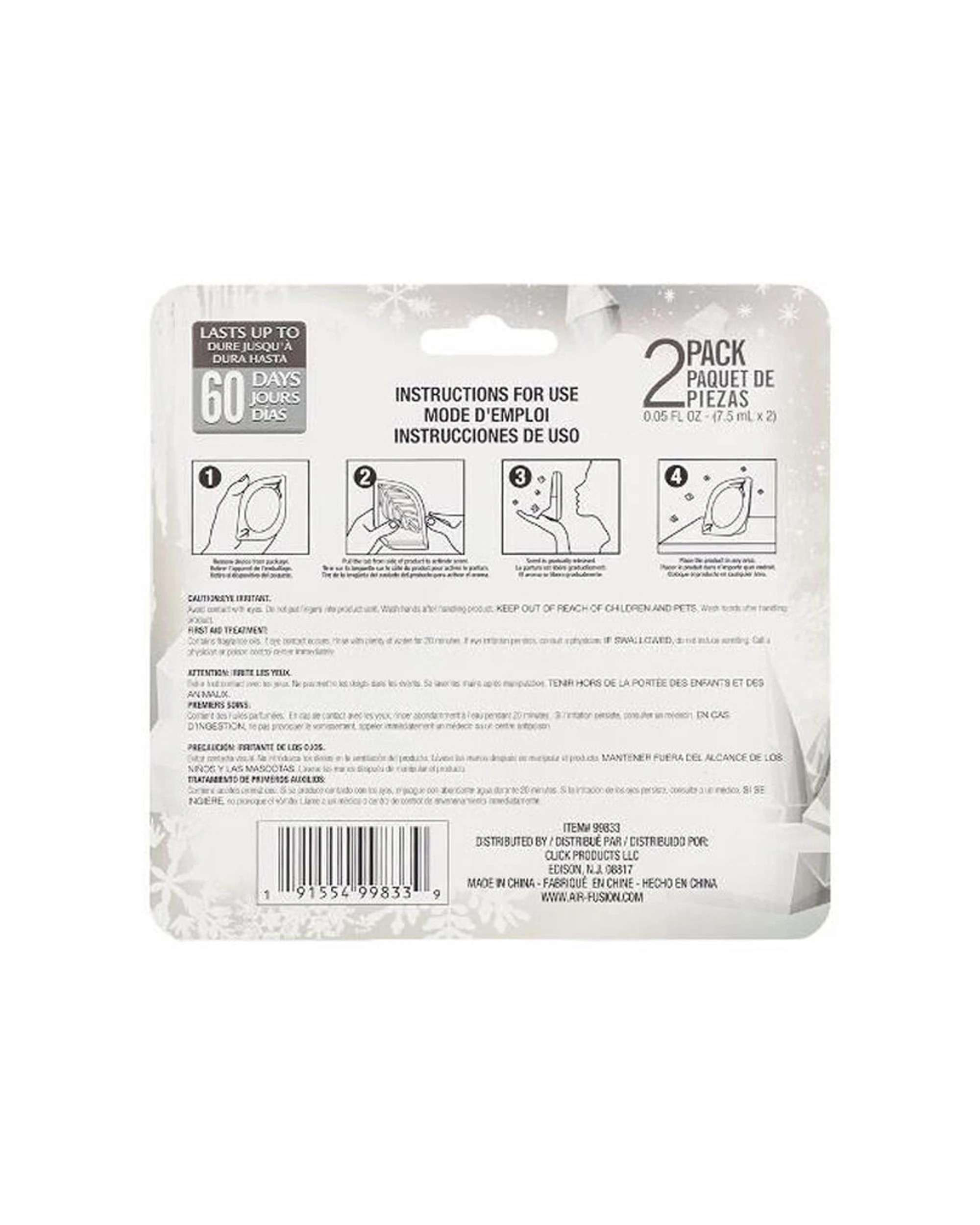 3 Air Fusion 6x 2pc Car Vent Clip Air Freshener 7.5ml Ice Scent Pack - Black, 3 of 3