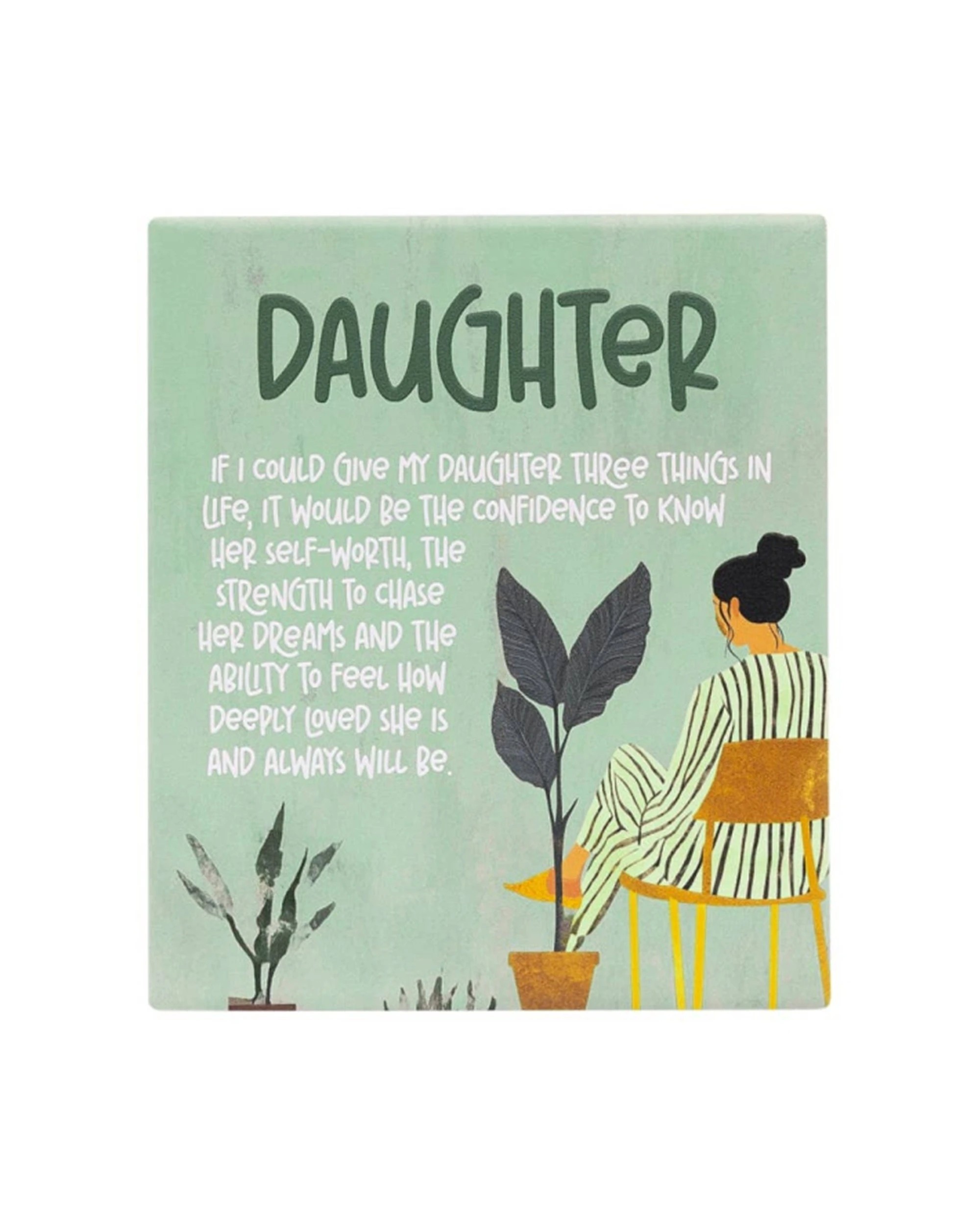 1 Splosh Billie Daughter Verse Ceramic With Hook And Stand Embossed 12x14x1cm - Green, 1 of 4