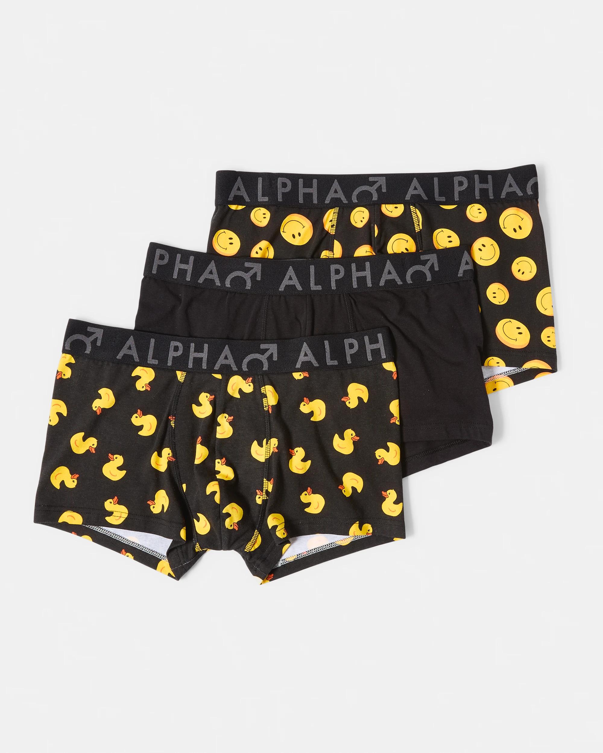 1 3 Pack Print Plain Trunks Blk Fu Sal, 1 of 8