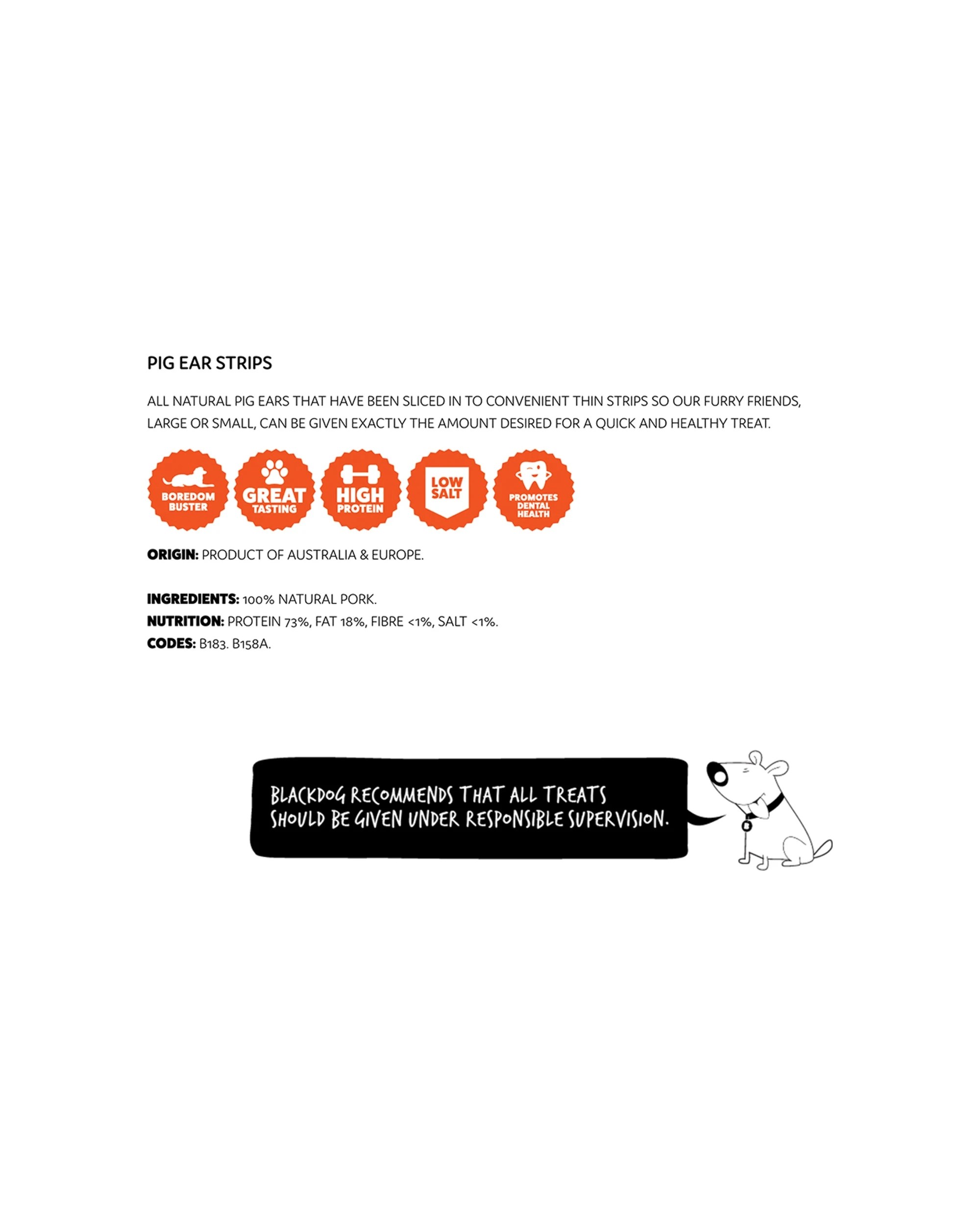 2 Blackdog Naturally Good Pig Ear Strips High Protein Low Salt Dog Treats 500g - Brown, 2 of 3