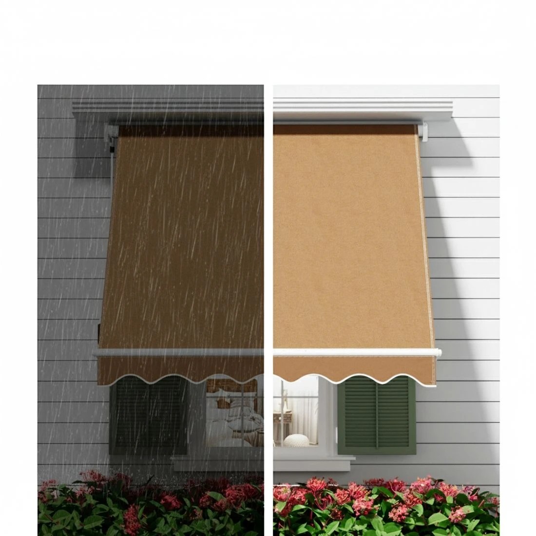 4 Instahut Window Fixed Pivot Arm Awning Outdoor Retractable Canopy 2.1X2.1M - Beige, 4 of 6