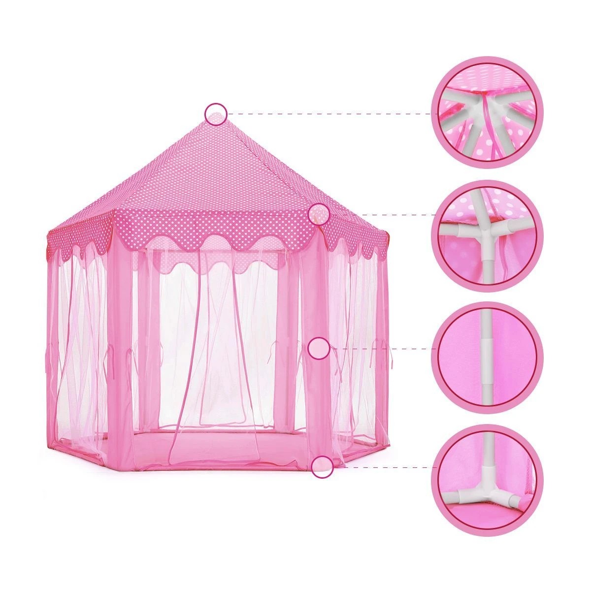 3 AUSWAY Kids Princess Castle Play Tent Hexagonal Play House, 3 of 10